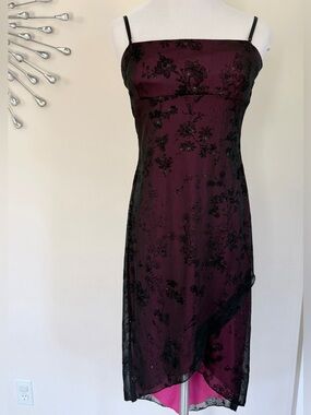 chinese dress ladies Vintage Women's 90s Black Red Gold Metallic Sparkle Botanical Floral P –  Vetted Vintage main image 0